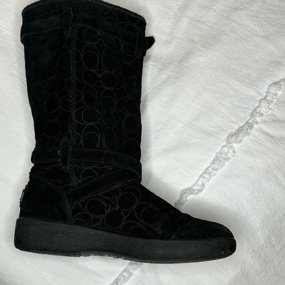 Coach Thelma Black Signature Embossed Suede Boots size 8 in good condition sexy - Picture 10 of 16